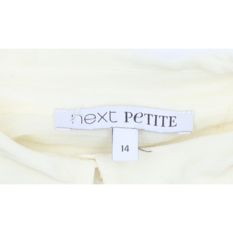 Next Petite Women Yellow Floral Sheer Button-Up Blouse UK 14 Long Sleeve