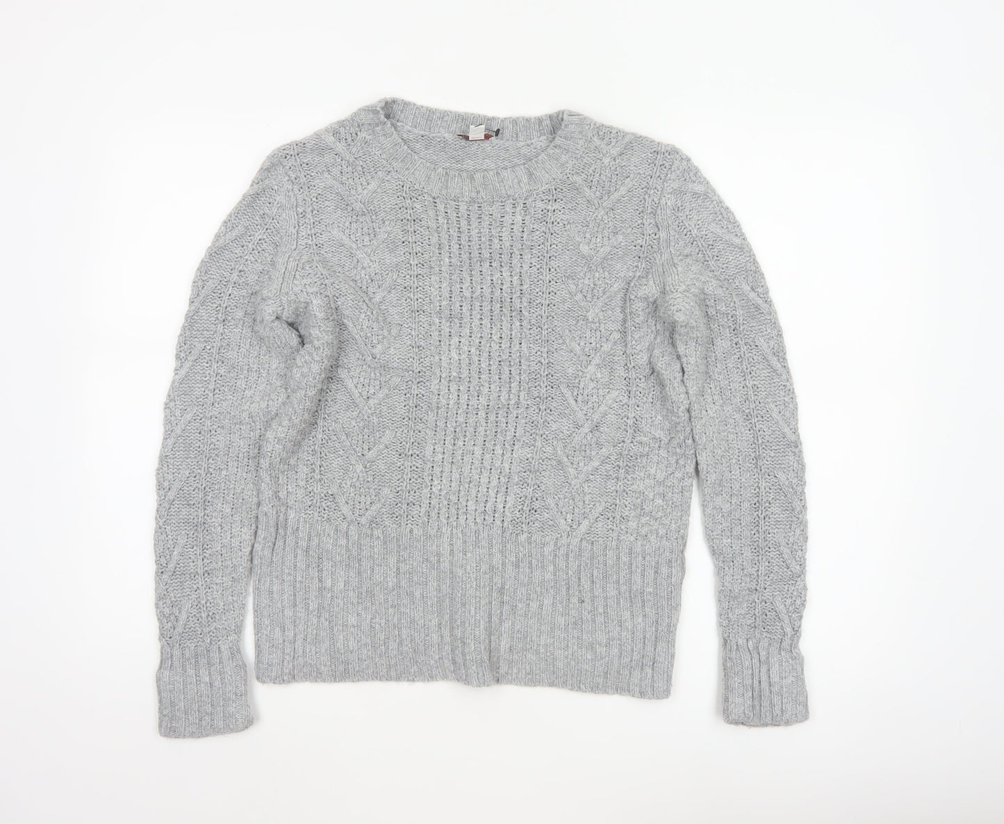 Gap Women Grey M Cable-Knit Wool Blend Crew Neck Jumper