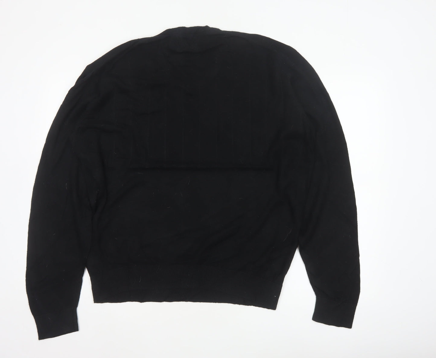 Marks and Spencer Men Black XL V-Neck Regular Fit Pullover Jumper