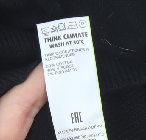 Marks and Spencer Men Black XL V-Neck Regular Fit Pullover Jumper