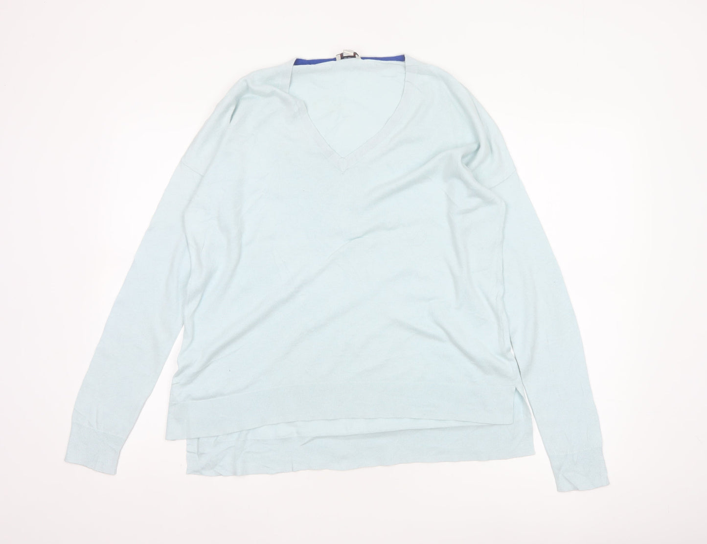 Gap Women’s Blue Silk Blend V-Neck Long Sleeve Knit Jumper Size S