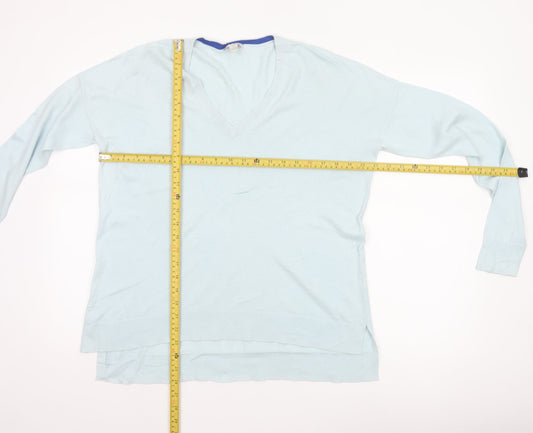 Gap Women’s Blue Silk Blend V-Neck Long Sleeve Knit Jumper Size S