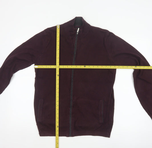 Jeff Banks London Men's Burgundy S Cotton Cashmere Full Zip Jumper