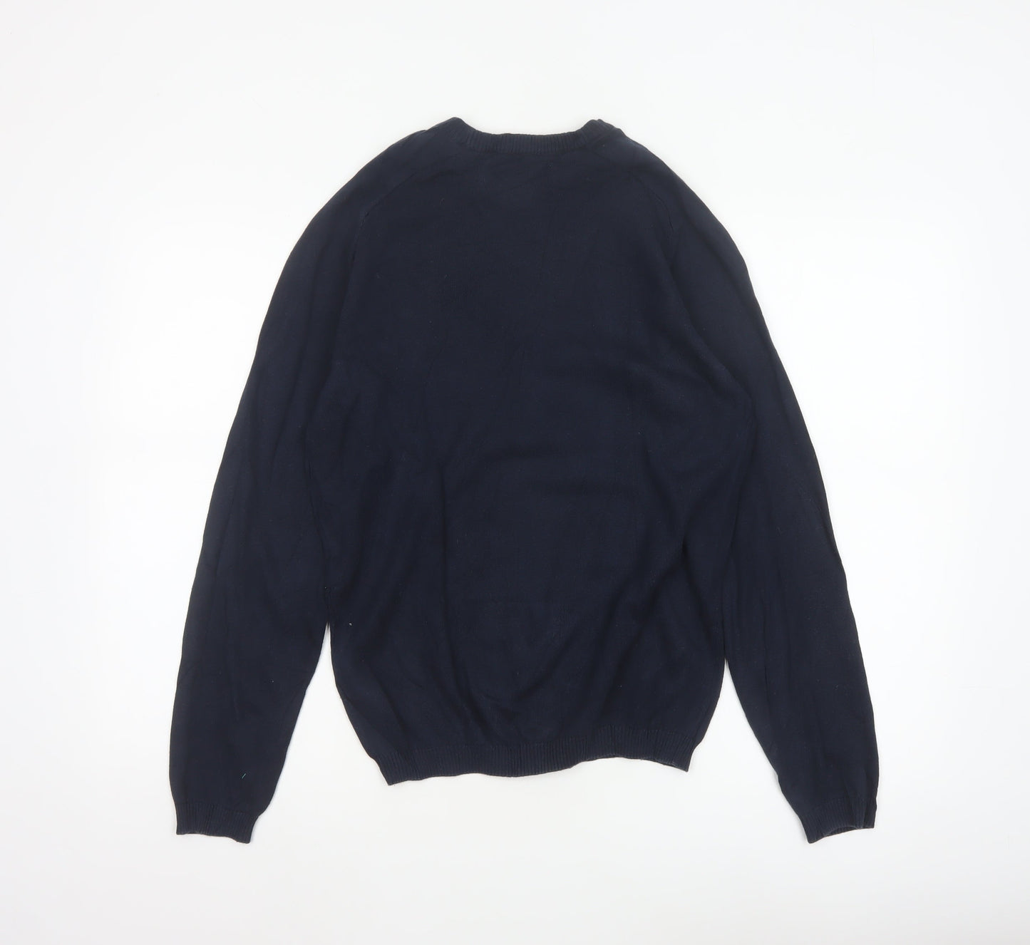 Original Penguin Men’s Blue S Crew Neck Cotton Logo Pullover Jumper