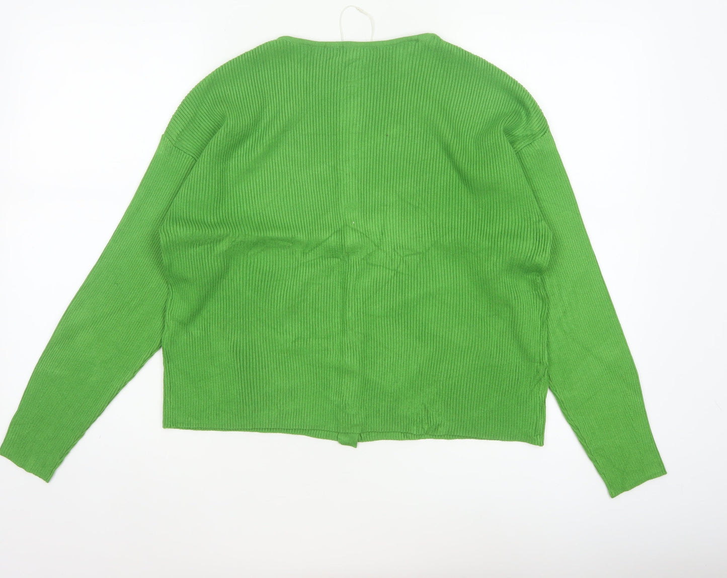 Marks & Spencer Women Green Size 10 Rib Knit Button Cardigan