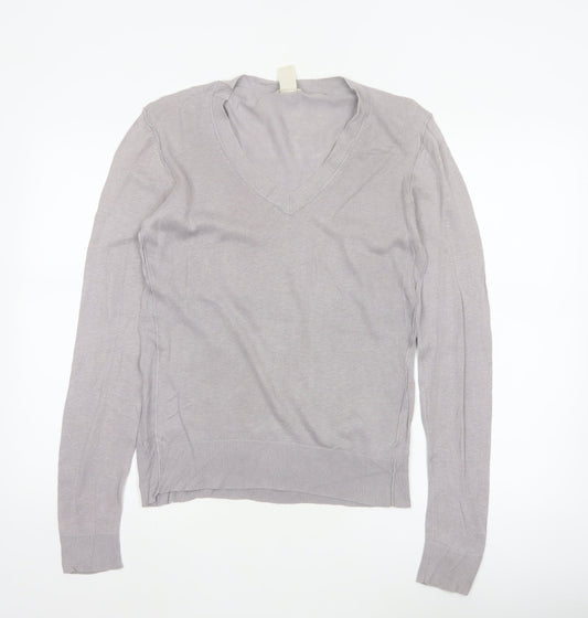 GAP Women’s Grey Linen Cotton V-Neck Pullover Jumper Size S