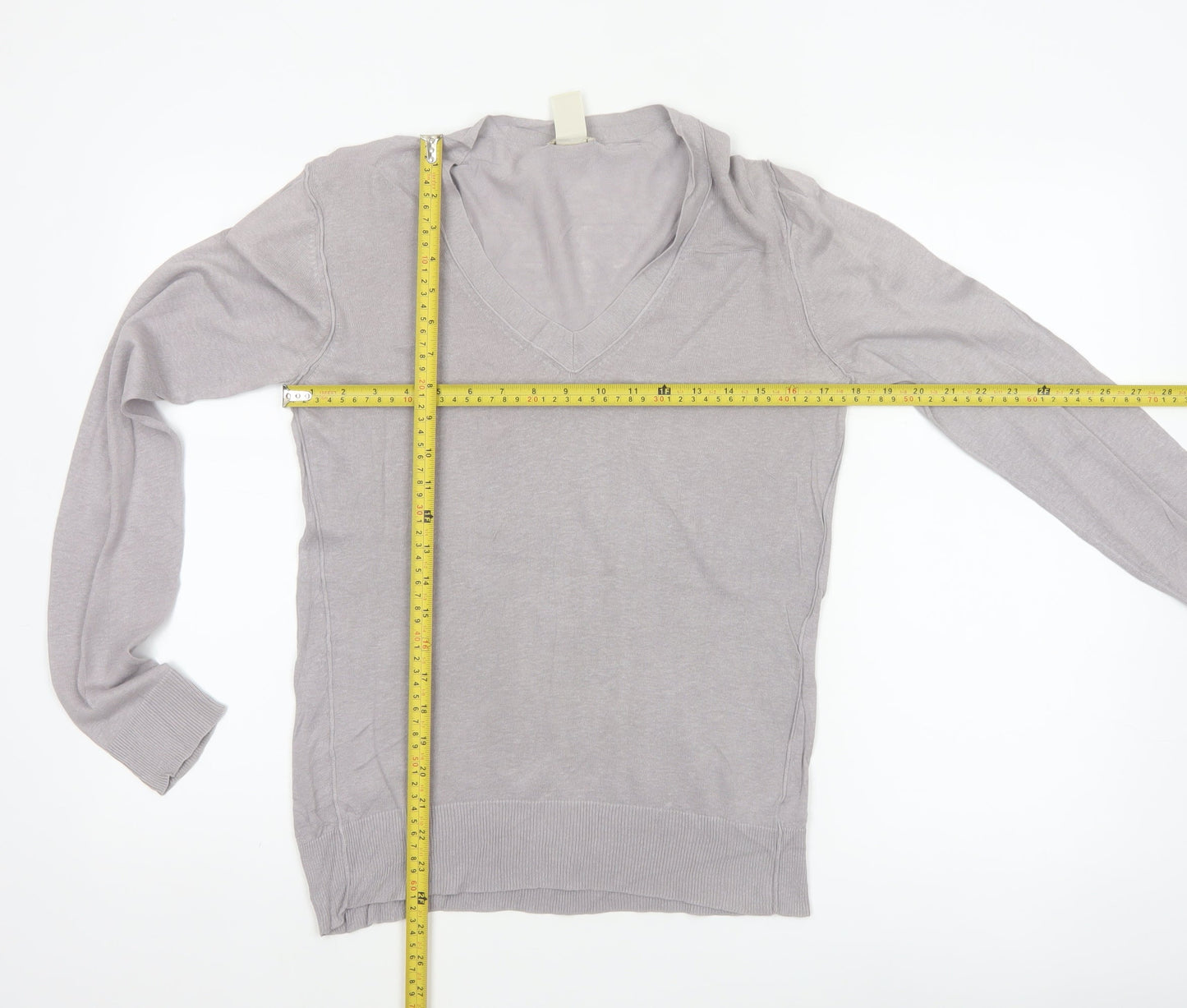 GAP Women’s Grey Linen Cotton V-Neck Pullover Jumper Size S