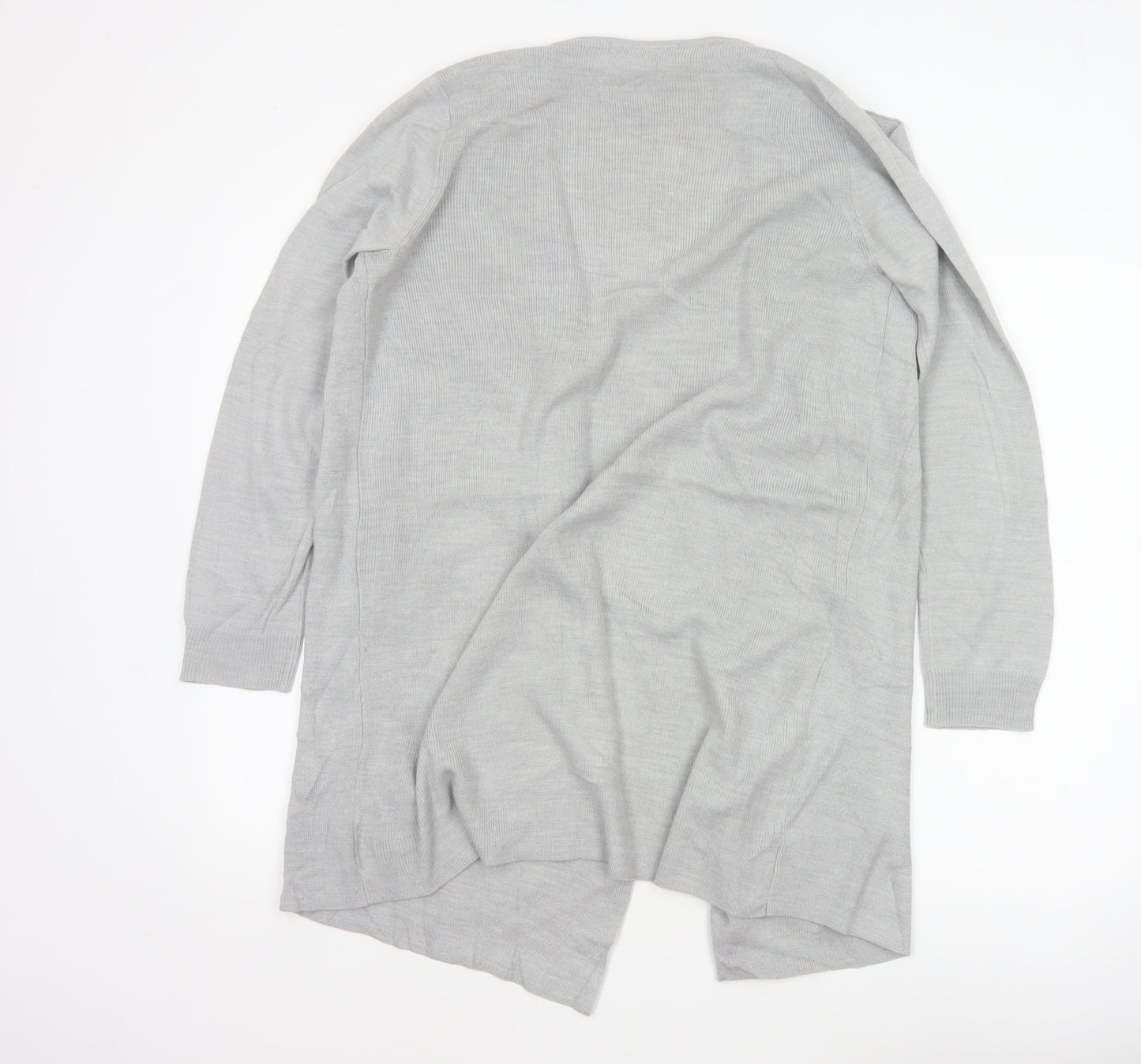 M&S Women Grey Medium Open Front Waterfall Longline Knit Cardigan