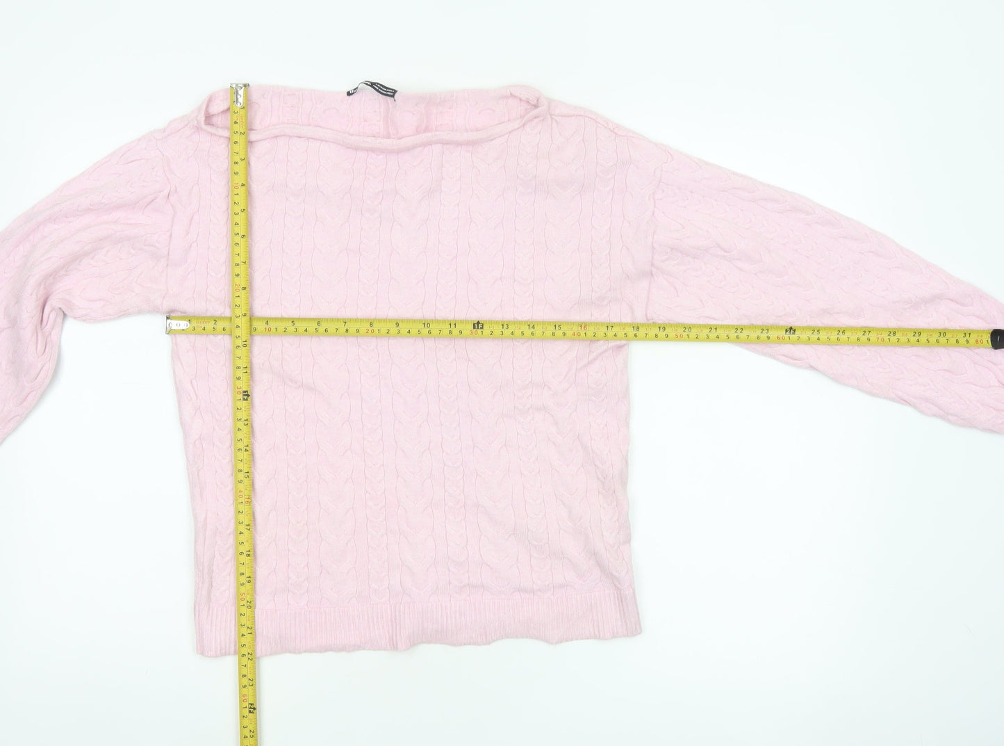 Threadbare Women's Pink UK 10 Cable-Knit Boat Neck Jumper