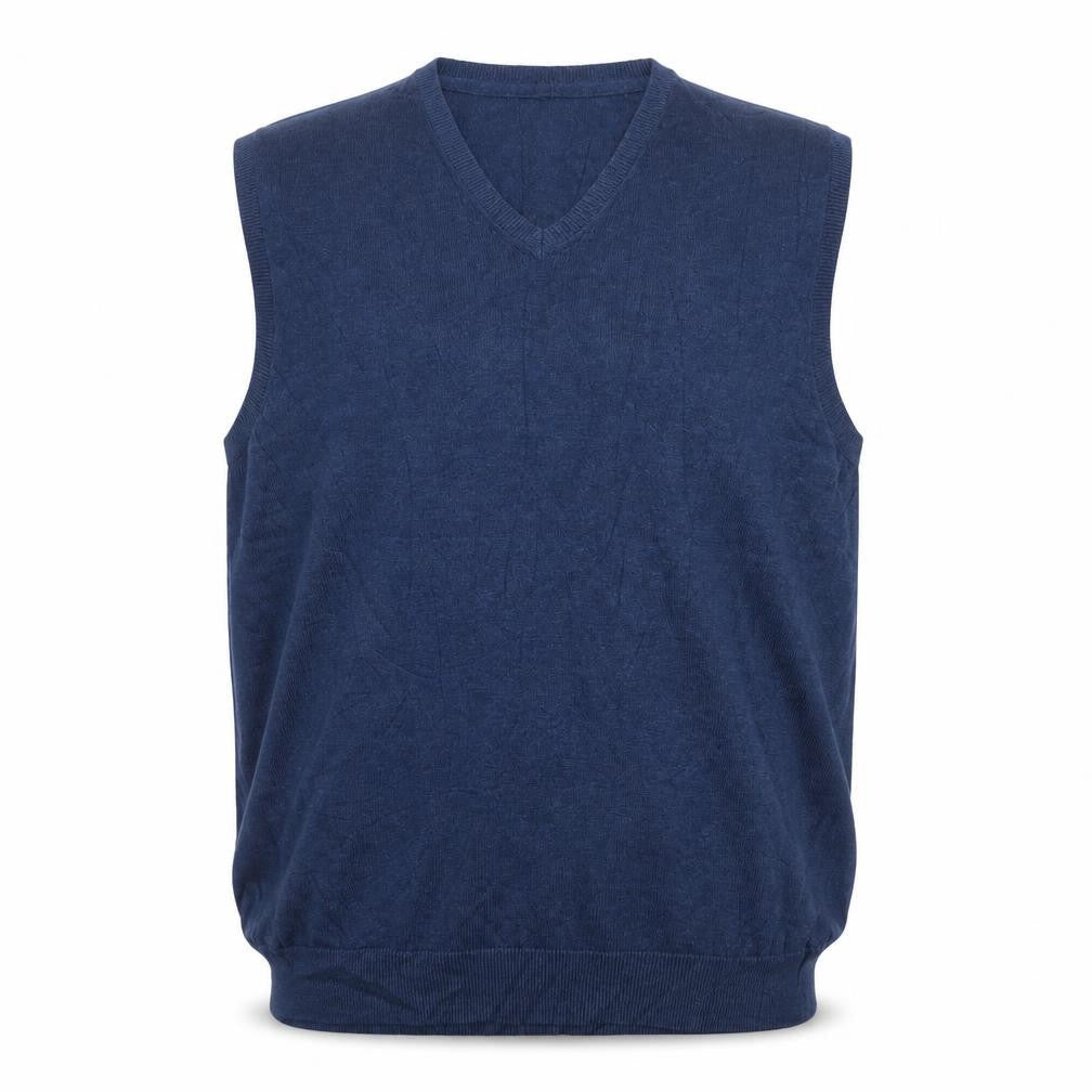 Marks and Spencer Men's Blue XL V-Neck Pure Cotton Knit Vest
