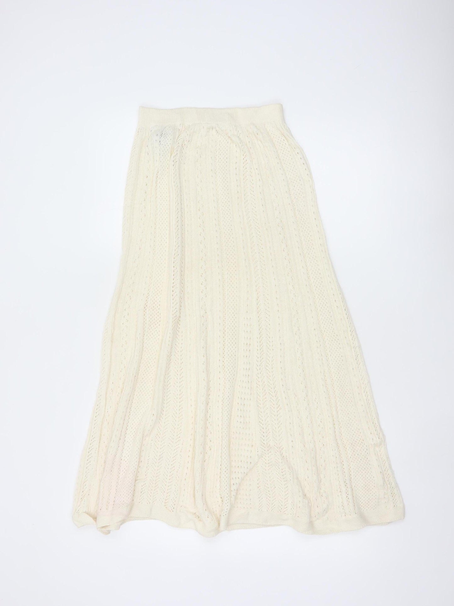Uniqlo Ines de la Fressange Women Ivory M Cotton Knit Maxi Flare Skirt
