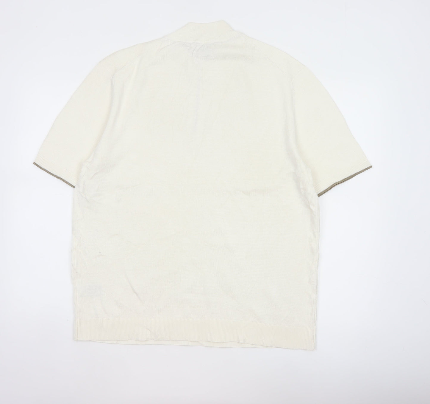Autograph Men’s Ivory XL Pure Cotton 1/4 Zip High Neck Jumper