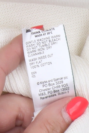 Autograph Men’s Ivory XL Pure Cotton 1/4 Zip High Neck Jumper