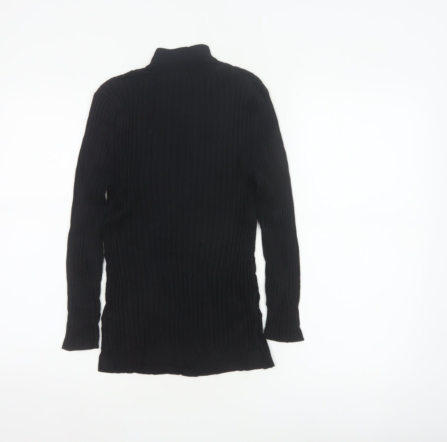 Karen Millen Women Black S Ribbed Roll Neck Slim Knit Jumper