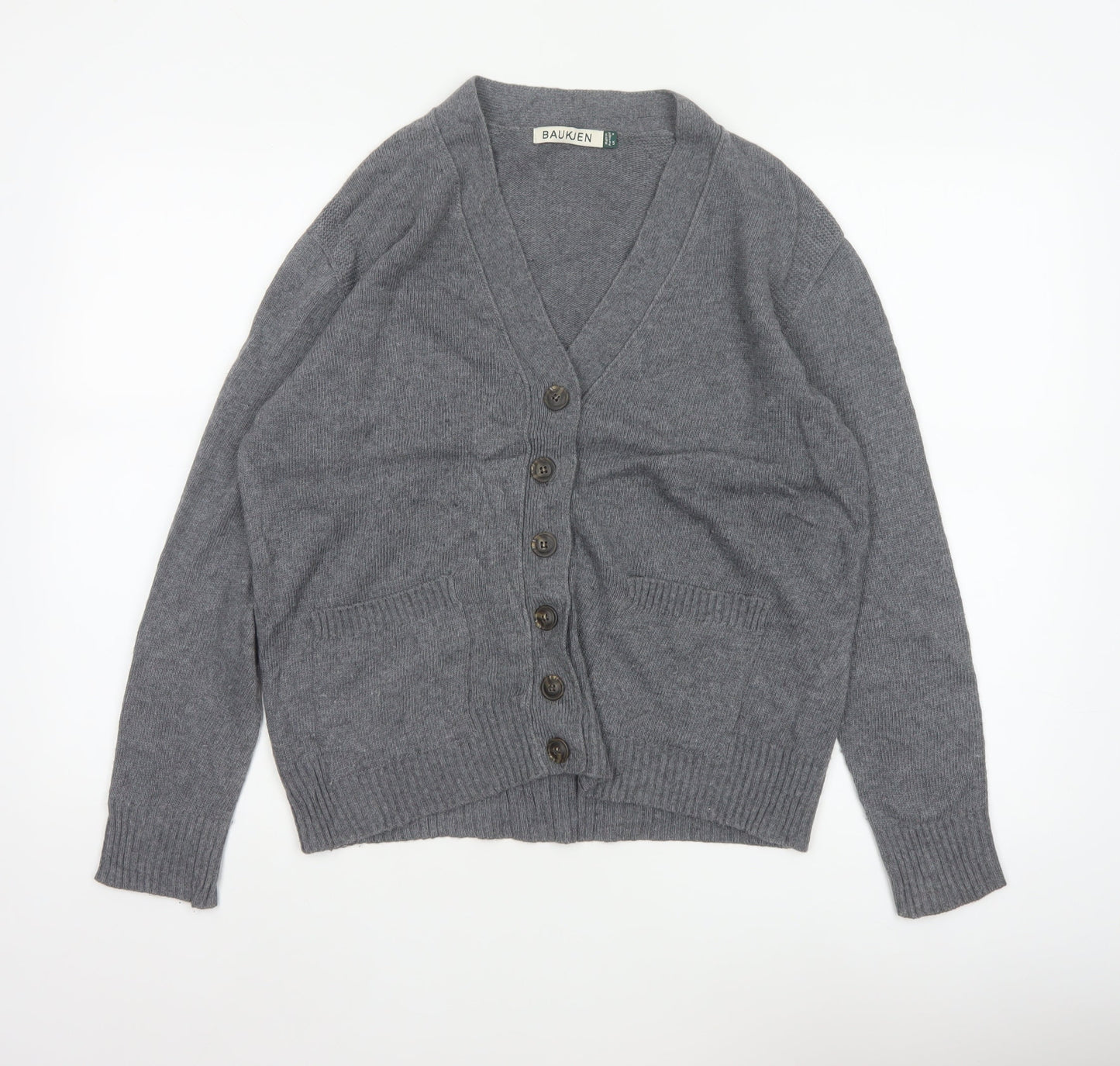 Baukjen Women Grey UK 8 V-Neck Button Cashmere Blend Cardigan