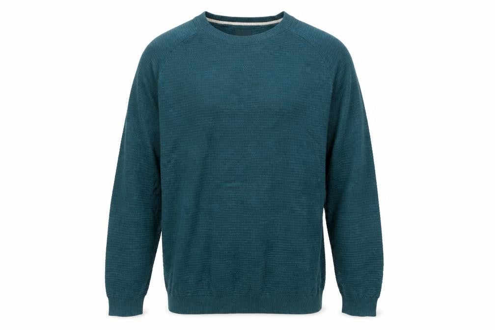 Front view of ACW85 Men’s Green Medium Cotton Crew Neck Knit jumper