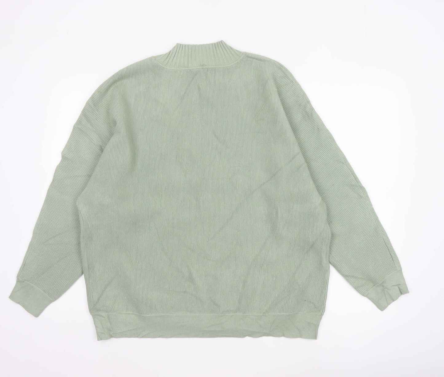Oliver Bonas Women Green UK 16 Ribbed Mock Neck Relaxed Jumper