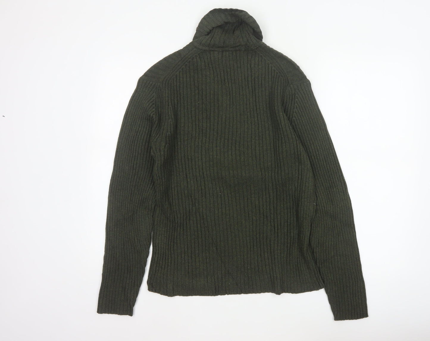 GAP Women’s Green M Ribbed Roll Neck Cotton Knit Pullover Jumper