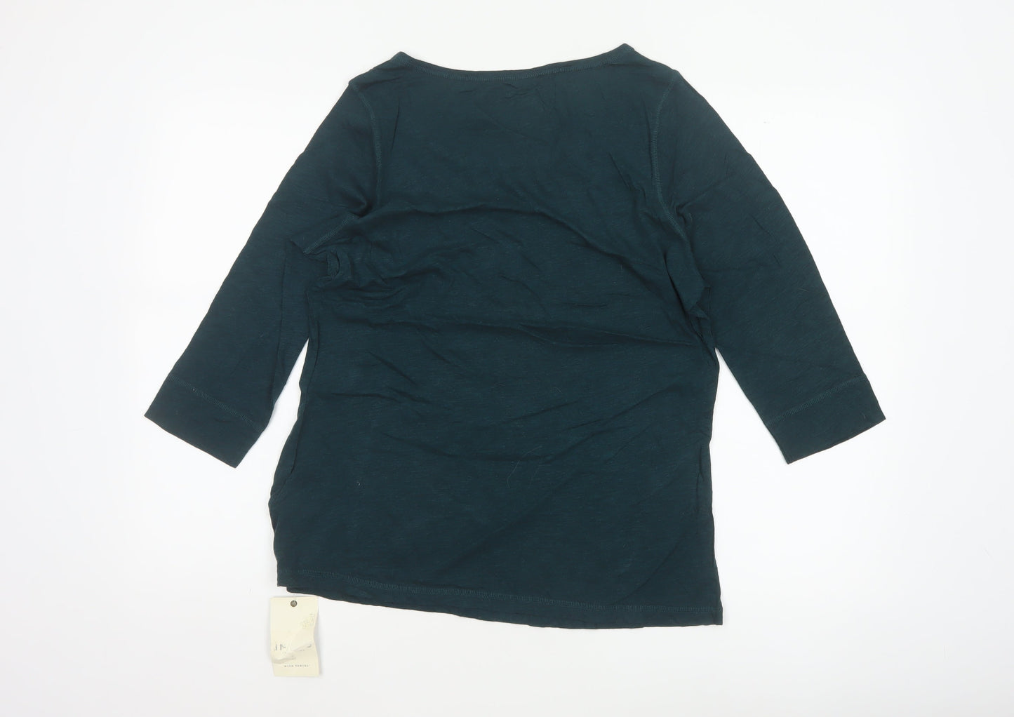 Marks and Spencer Women Green UK 14 Basic 3/4 Sleeve Jersey T-Shirt