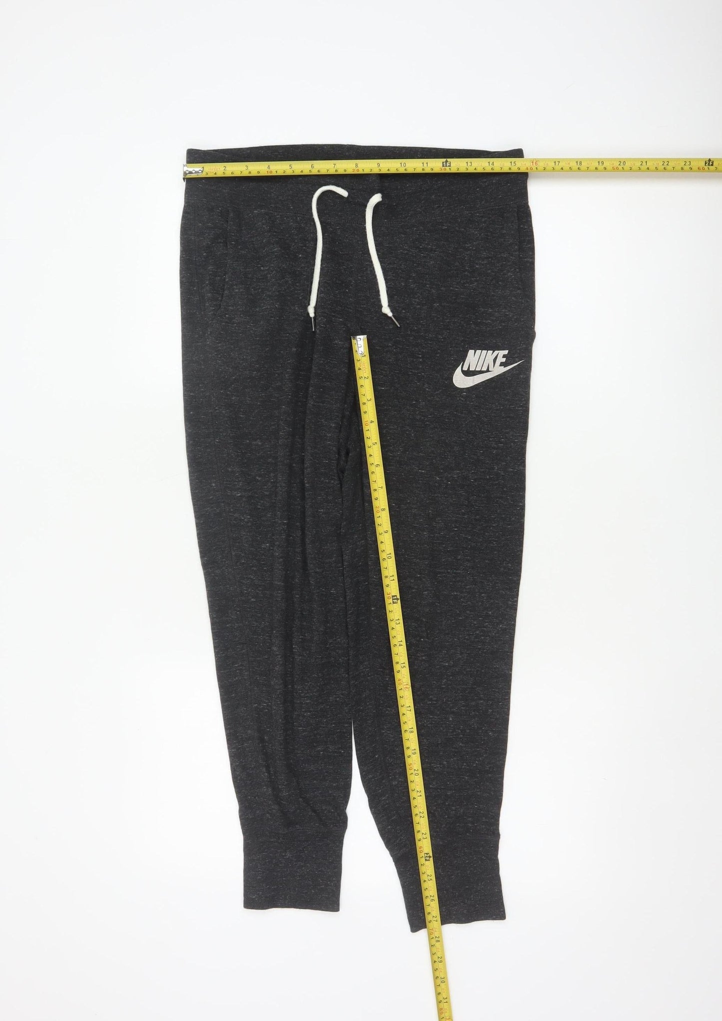 Nike Women’s Grey M Cotton Blend Logo Drawstring Cuffed Jogger Trousers