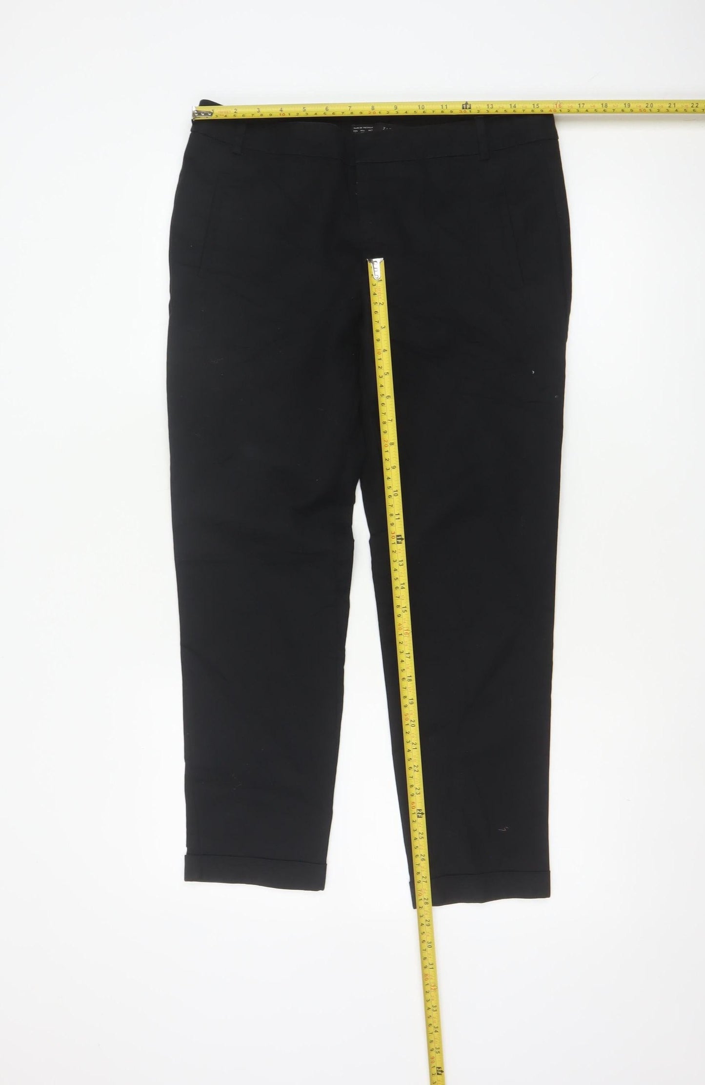 Zara Basic Women Black UK 12 Slim Tapered Smart Trousers Pockets