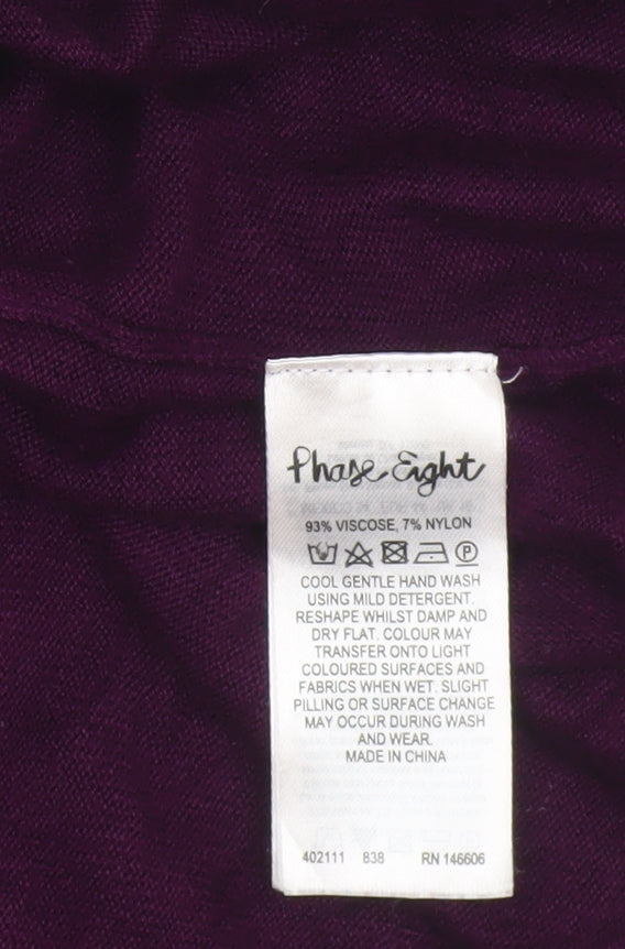 Phase Eight Women Purple Size 16 Open Front Cowl Neck Knit Cardigan