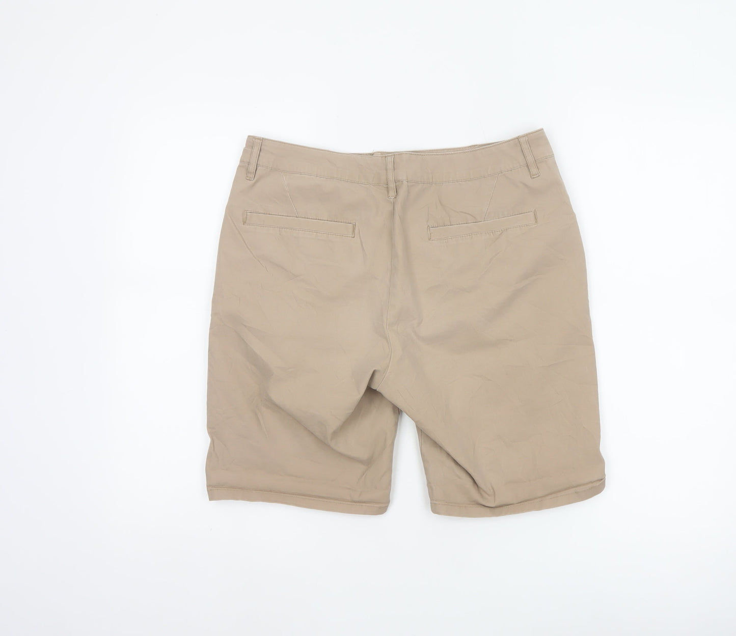 ASOS Men’s Beige W32 Cotton Stretch Chino Shorts Flat Front