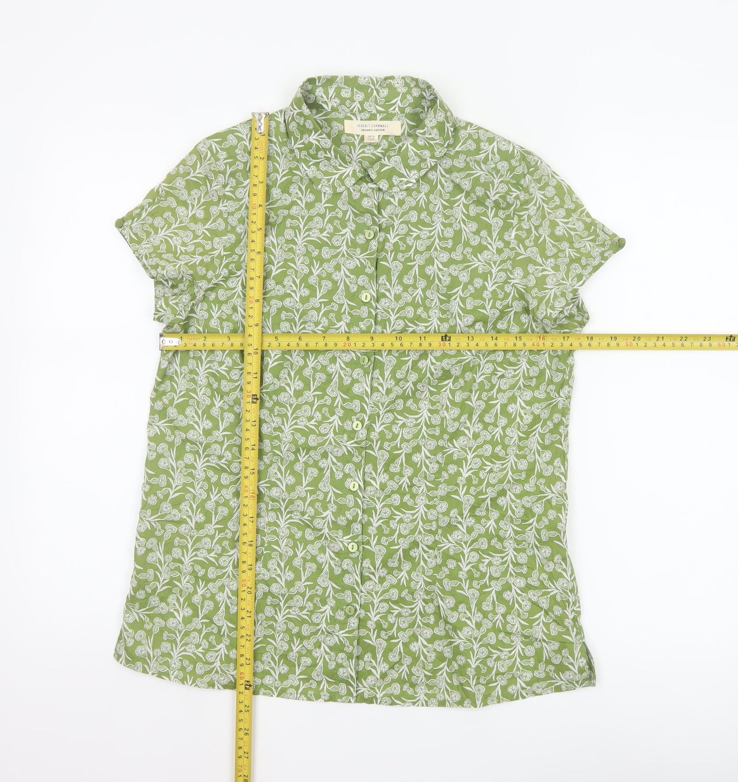 Seasalt Cornwall Women Green Floral Organic Cotton Shirt UK 12