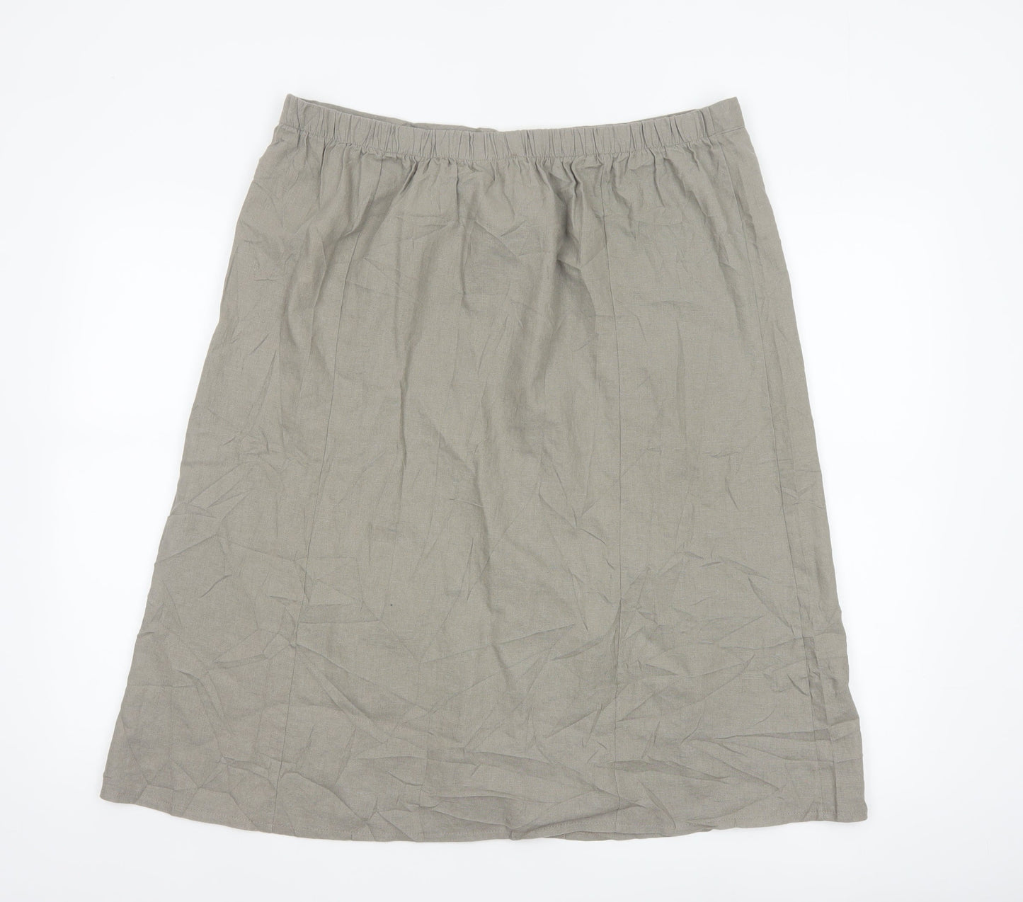 Afibel Women’s Beige UK 18 Linen Blend A-Line Knee Length Skirt