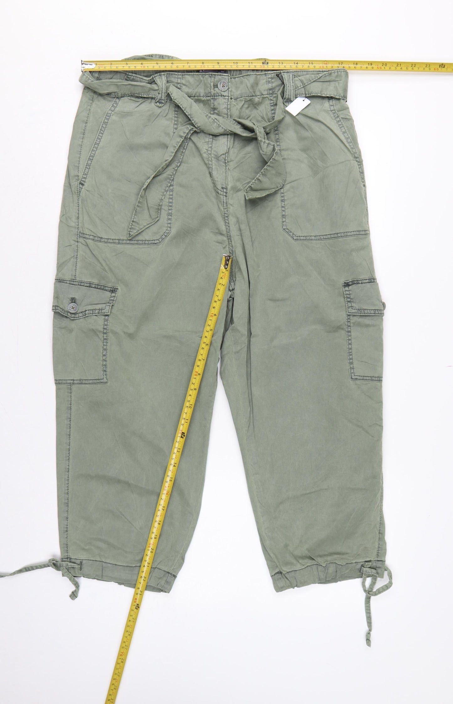 Marks & Spencer Women Green UK 18 Regular Cargo Trousers Belted
