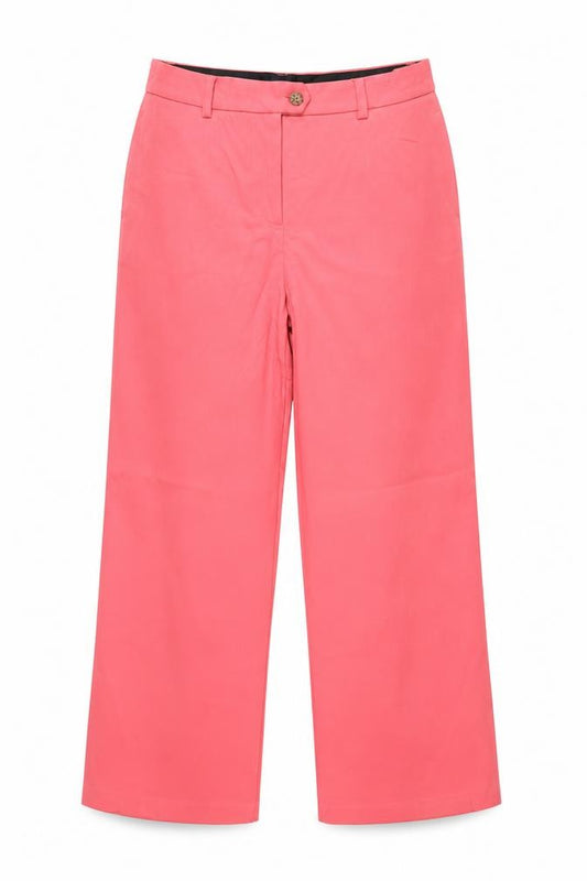 Marks and Spencer Women Pink UK 14 Long Wide-Leg Tailored Trousers