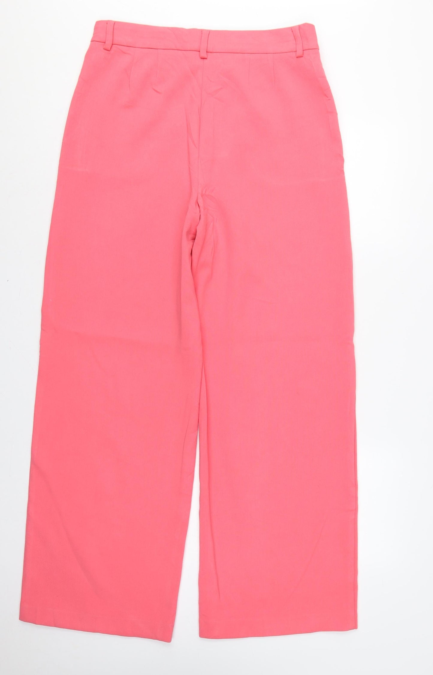 Marks and Spencer Women Pink UK 14 Long Wide-Leg Tailored Trousers