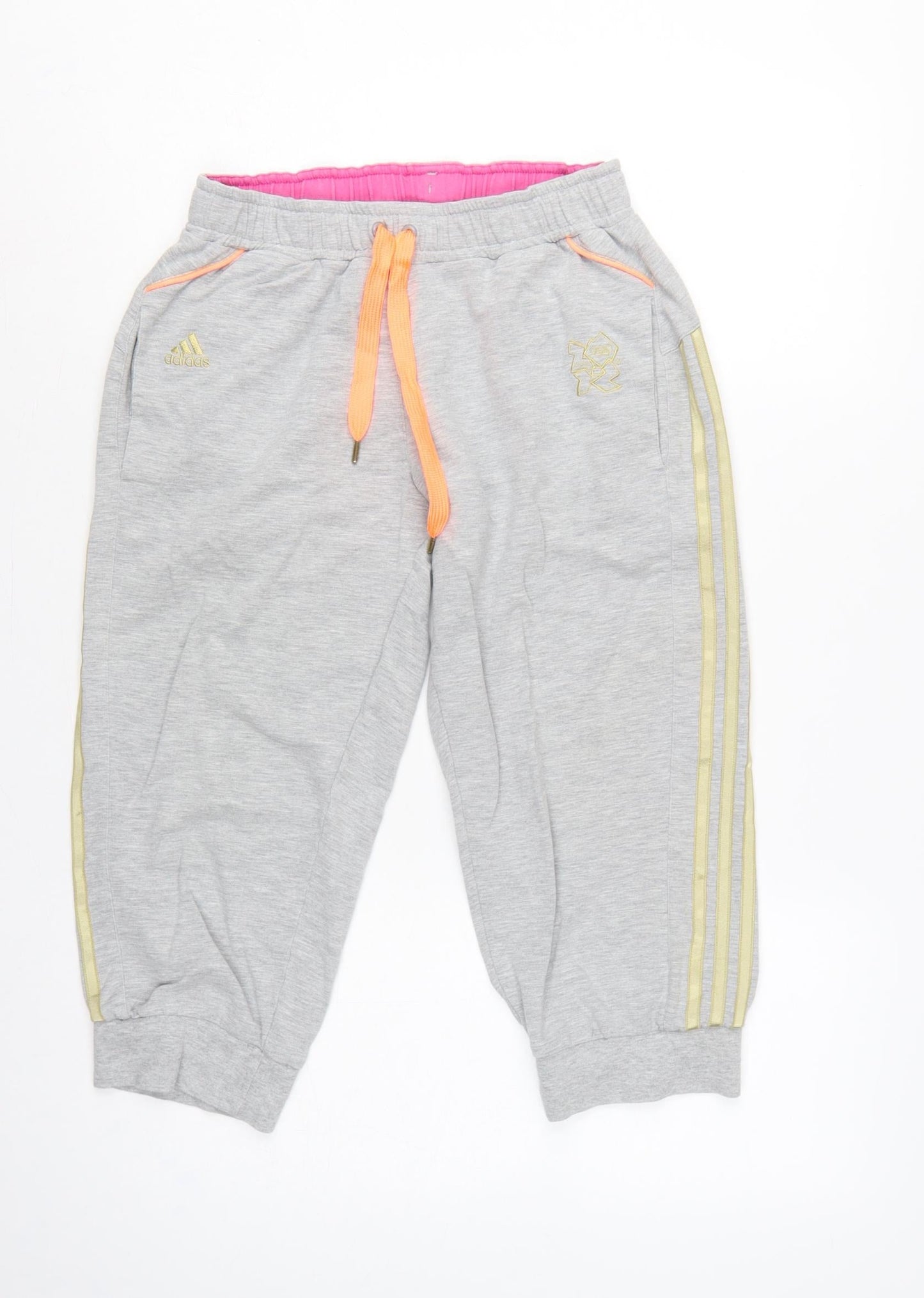 Adidas Women’s Grey UK 8 London 2012 3/4 Sweat Shorts Drawstring
