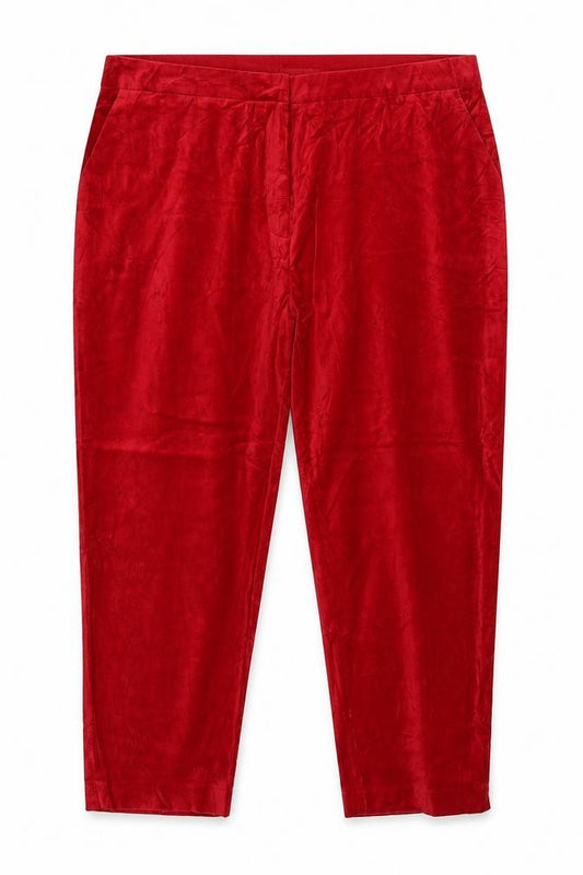 M&S Women Red Size 20 Regular Slim Ankle Grazer Cotton Trousers
