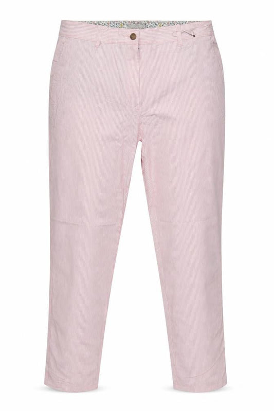 Marks and Spencer Women's Pink Stripe Chino Trousers UK 18 Long