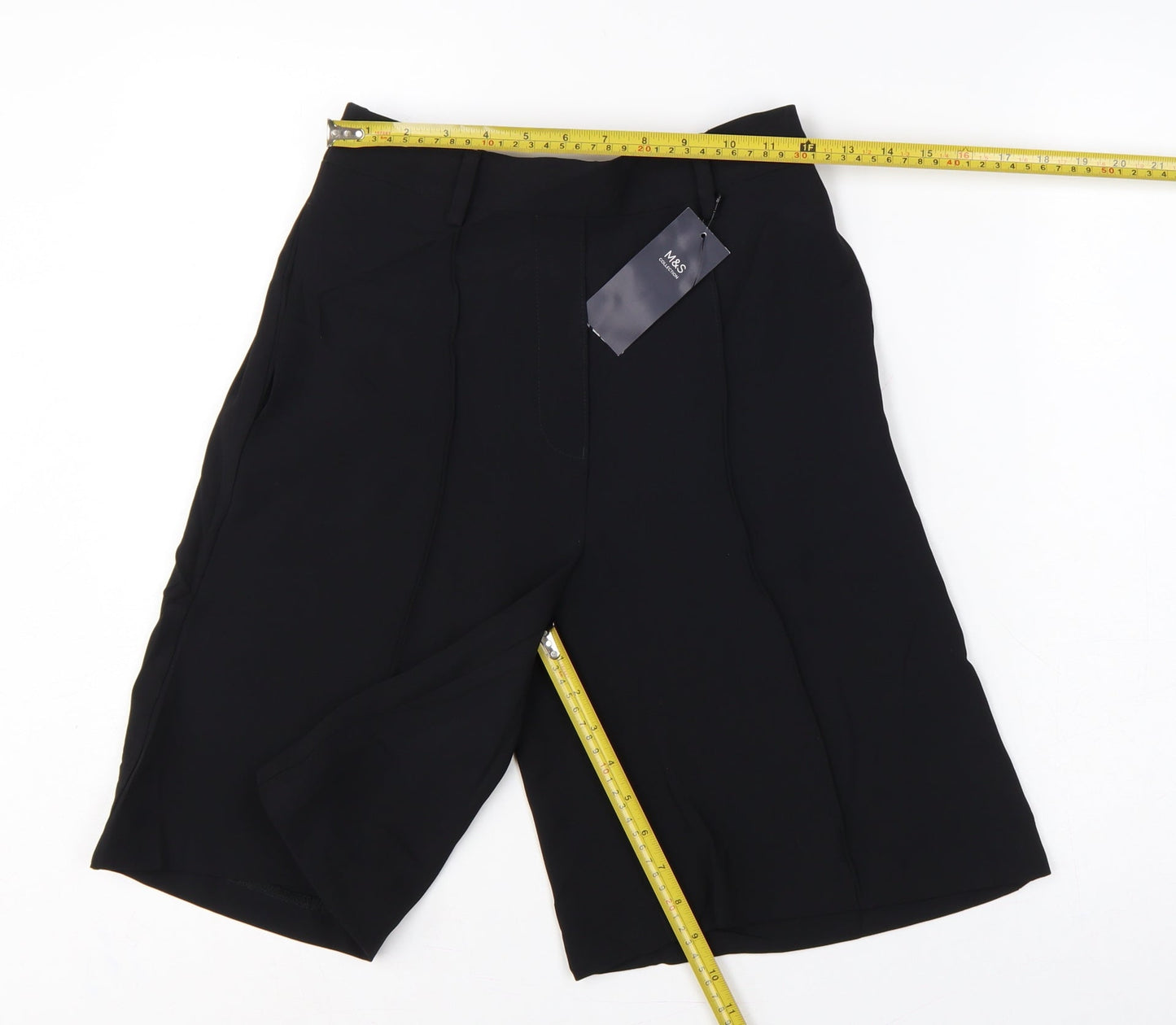 Marks and Spencer Women Black UK 6 High Rise Culotte Shorts Pockets