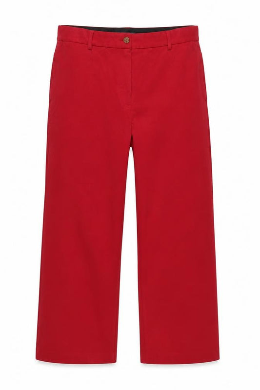 Marks & Spencer Women's Red UK 18 Wide Leg High Rise Trousers