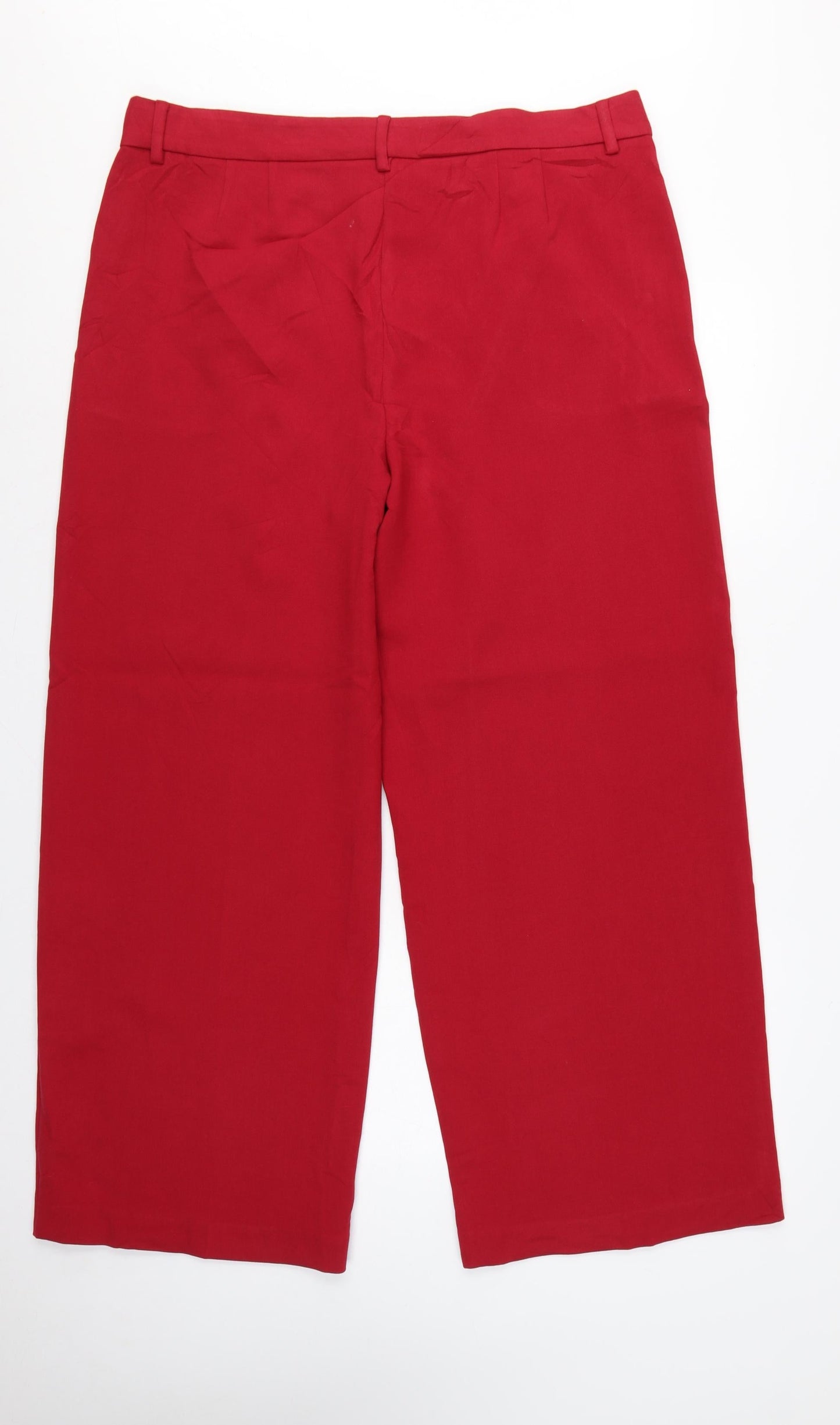 Marks & Spencer Women's Red UK 18 Wide Leg High Rise Trousers