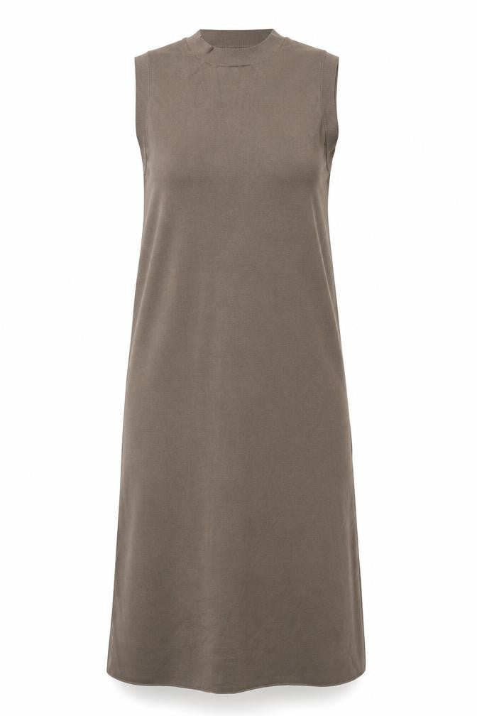 Zara Women Brown M Long Sleeveless Knit Tank Dress Crew Neck