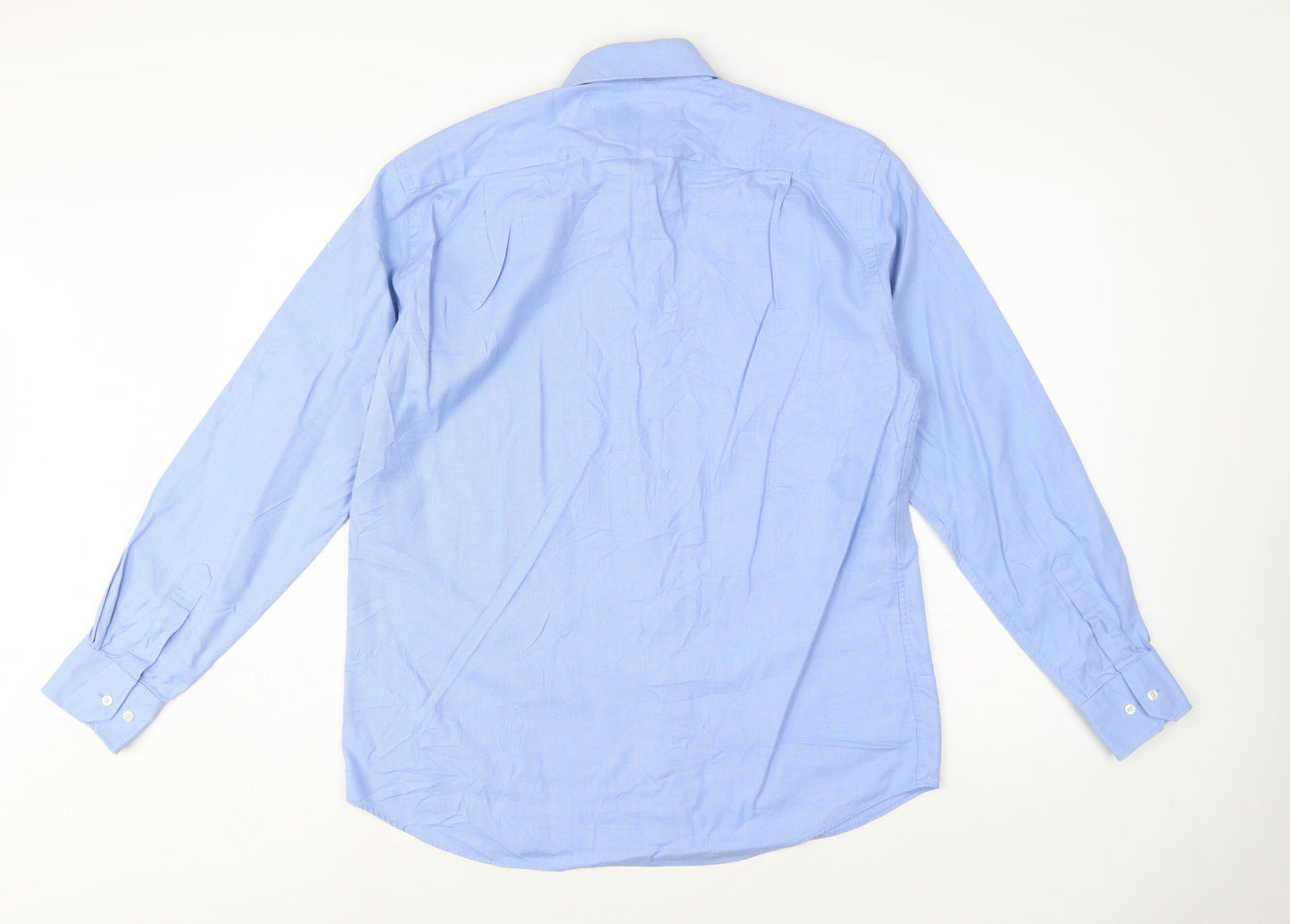 Thomas Nash Men Blue 16 41cm Pure Cotton Gingham Formal Shirt
