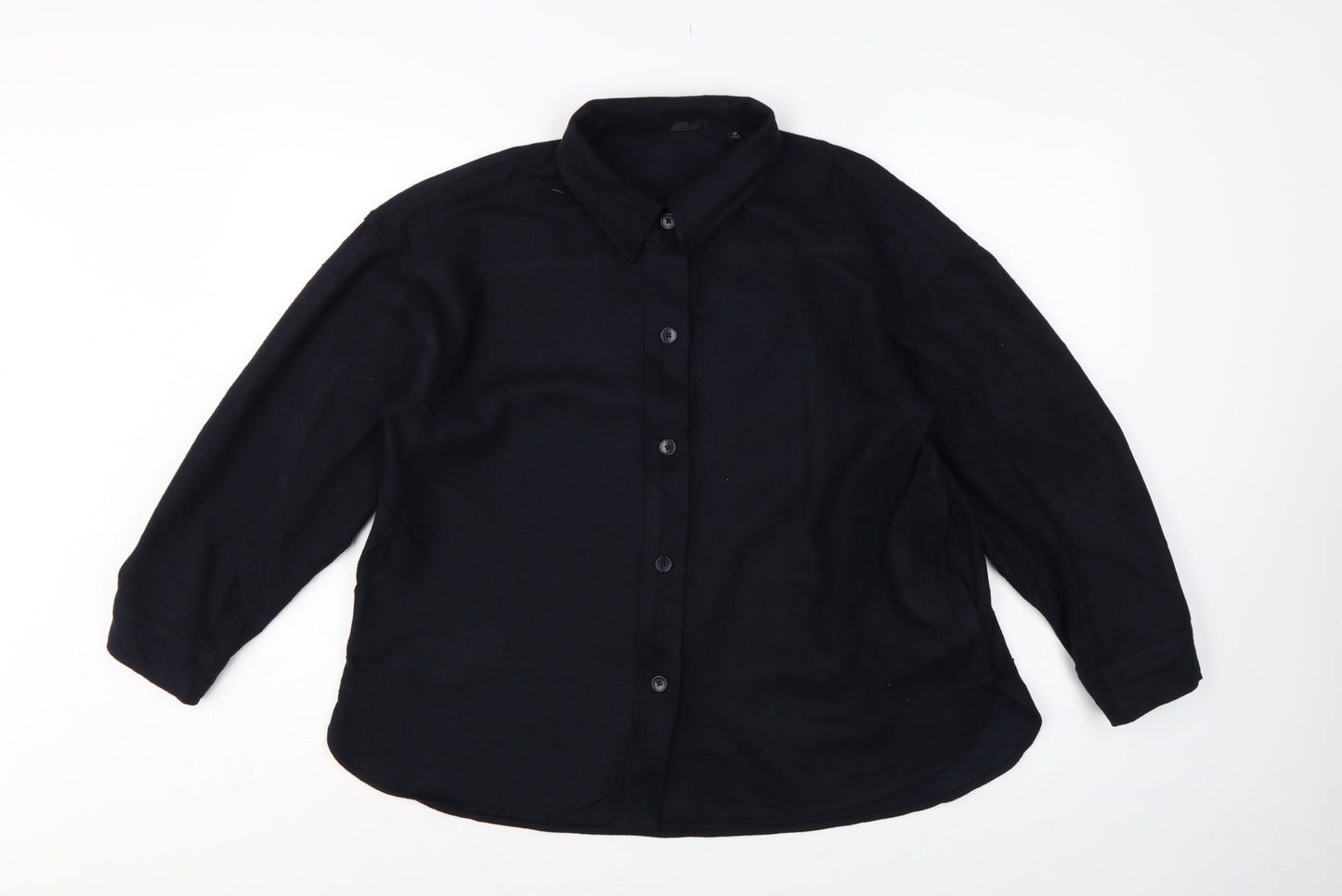 UNIQLO Women’s Black XS Basic Collared Long Sleeve Button-Up Shirt