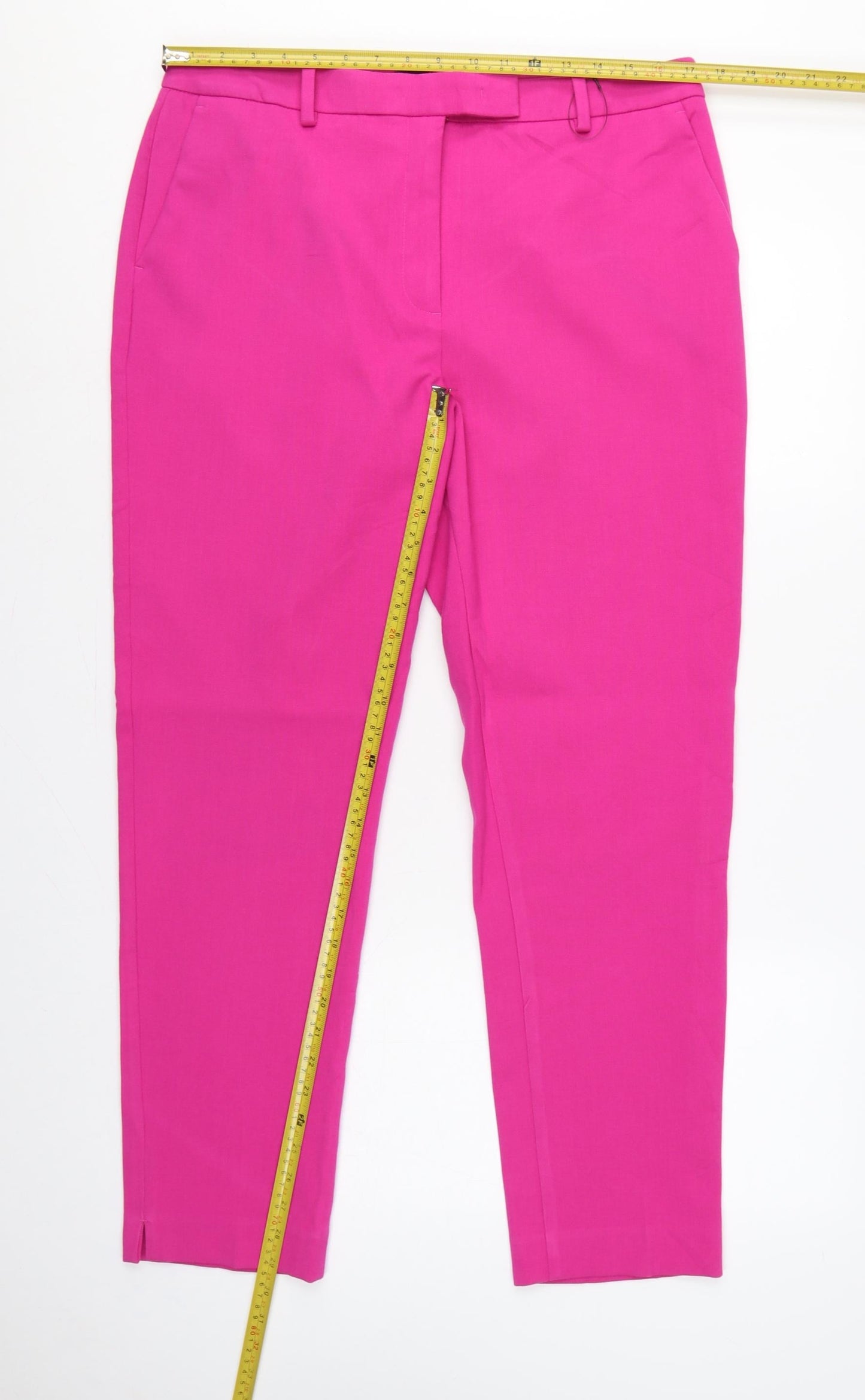 M&S Women Pink UK 16 Long Tailored Tapered Dress Trousers