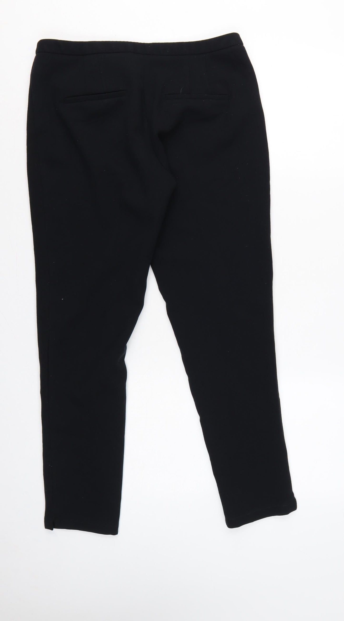 Zara Women Black UK 12 Slim Tapered Zip Pocket Dress Trousers