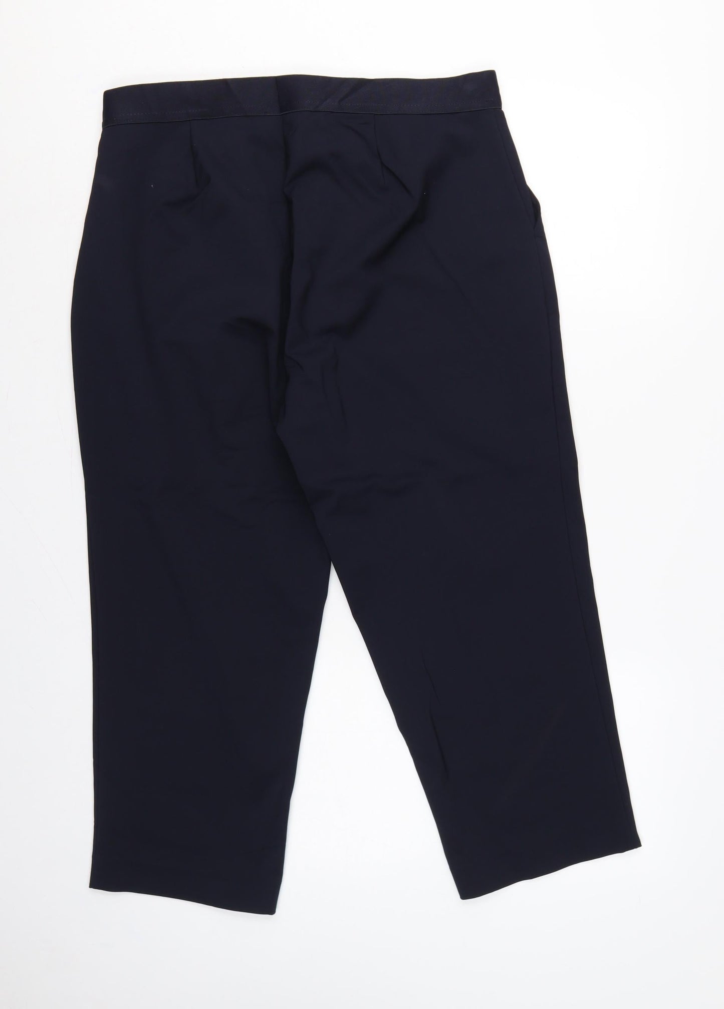 M&S Women’s Navy Blue Size 16 Slim Cropped High Rise Trousers