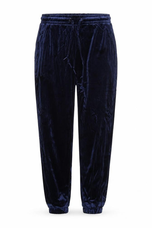 Stradivarius Women’s Blue Velvet Jogger Trousers Size L Elastic Waist