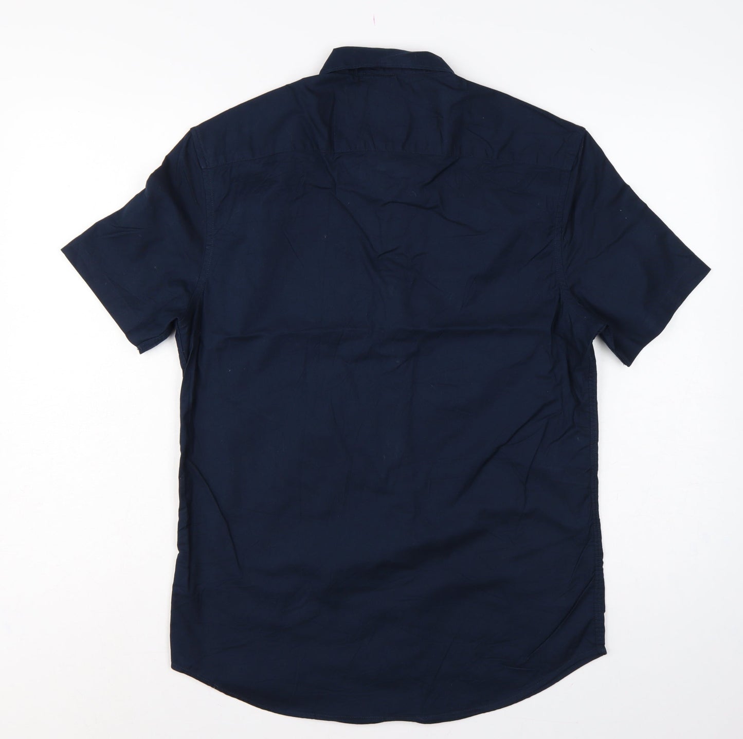Marks & Spencer Men Blue S Regular Fit Cotton Button-Down Shirt