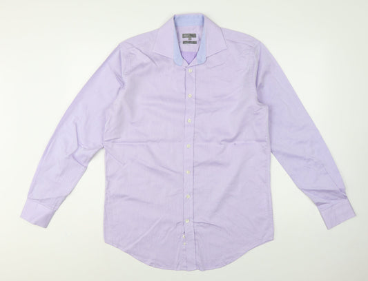 Jaeger Men’s Purple 15.5 Regular Fit Pure Cotton Formal Shirt