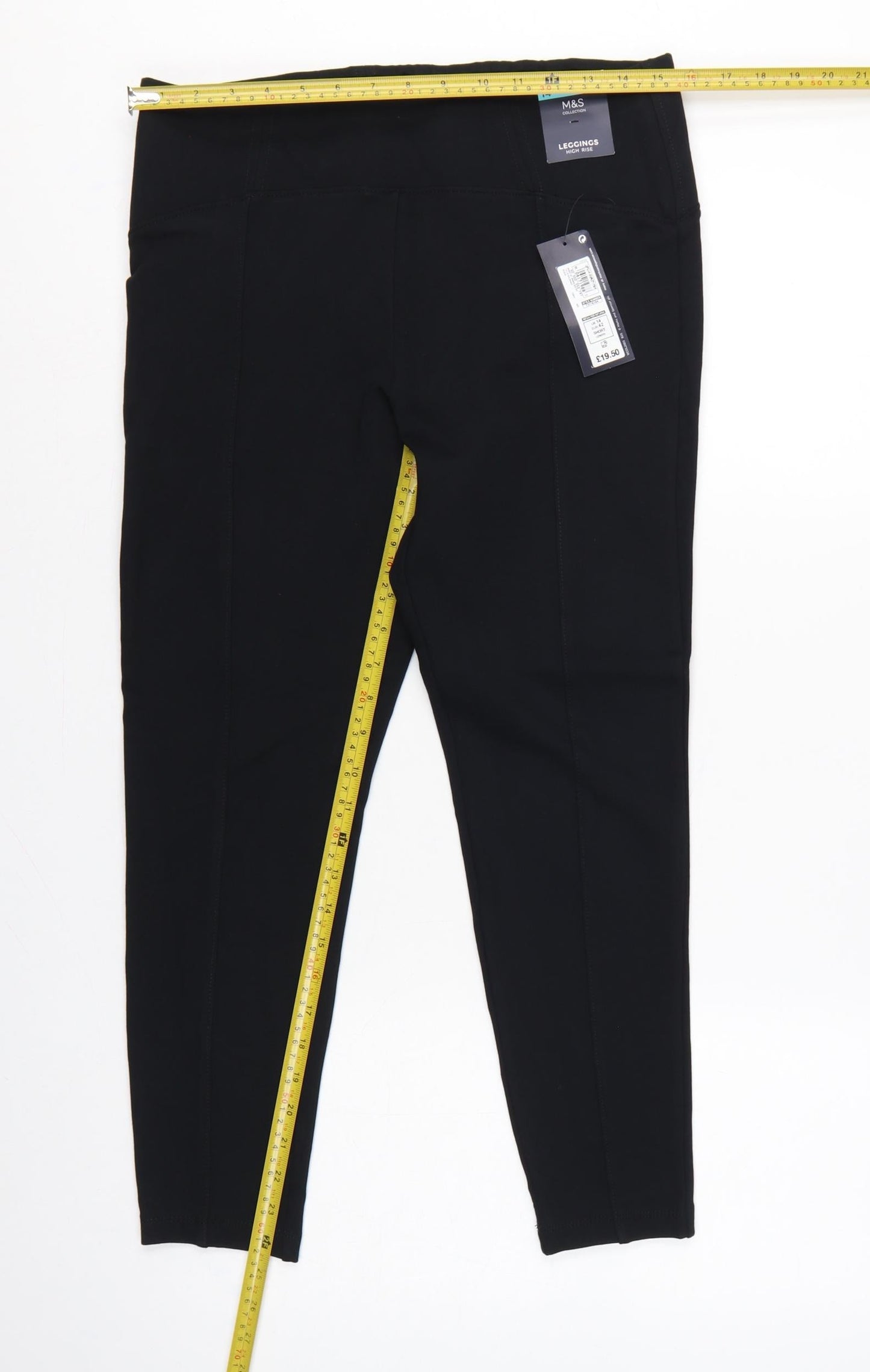 Marks & Spencer Women Black Size 14 Short High Rise Leggings