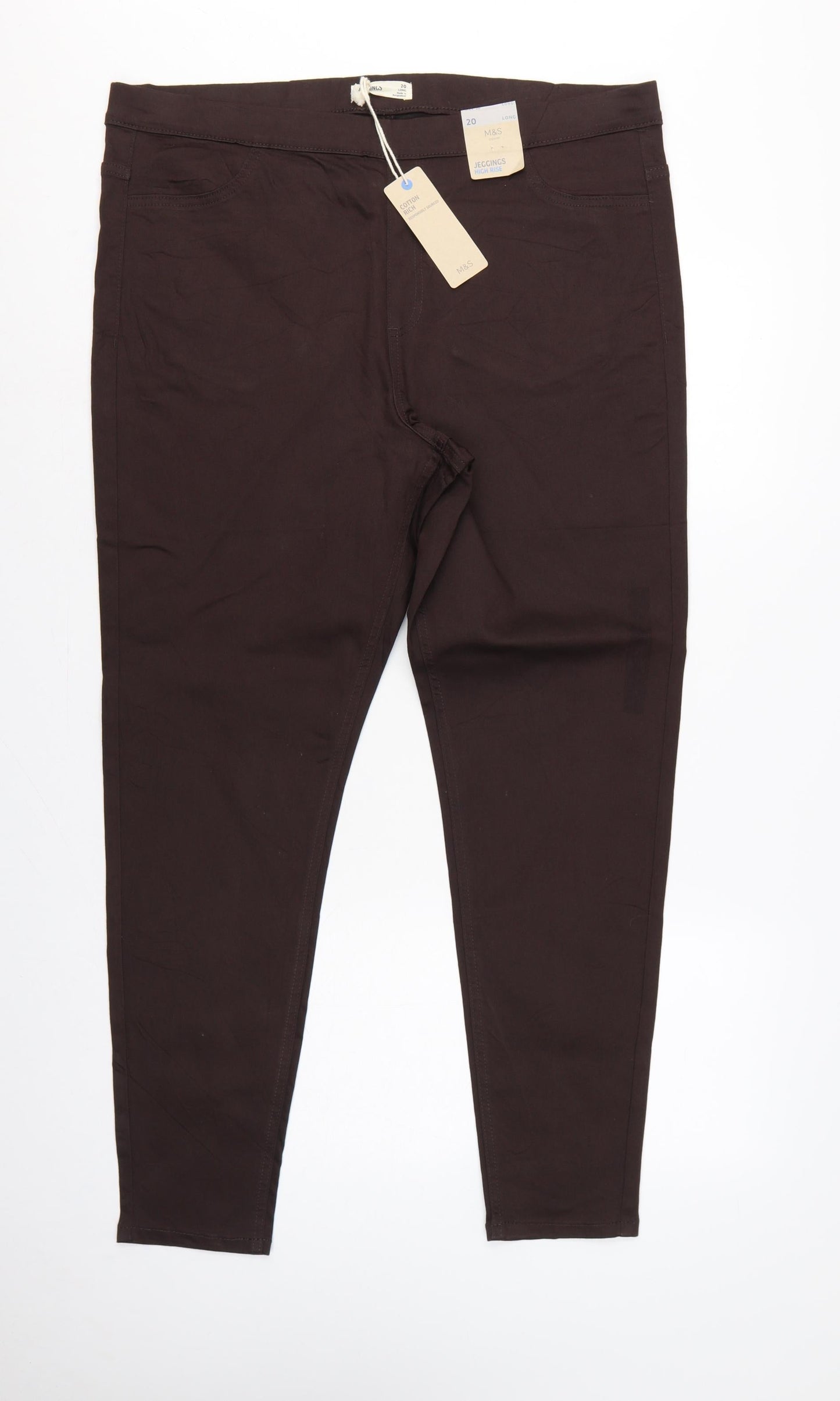 Marks & Spencer Women Brown Size 20 Long High Rise Skinny Jeggings