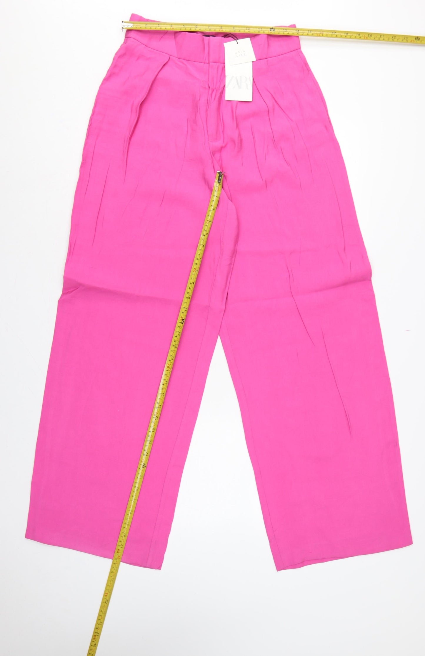 Zara Unisex Adults Pink M Wide-Leg High Rise Dress Trousers